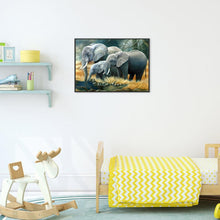 Charger l&#39;image dans la galerie, Famille d’éléphants - peinture en diamant complet - 40x30cm
