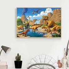Charger l&#39;image dans la galerie, Ciel de dinosaures - diamant rond complet - 40x30cm
