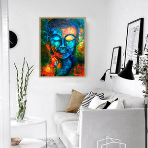 Bouddha rétro - diamant rond complet - 40x30cm