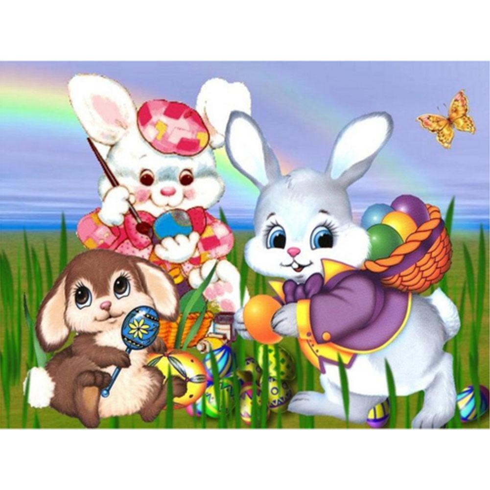 Lapins - diamant rond complet - 30x40cm
