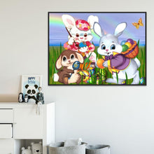 Charger l&#39;image dans la galerie, Lapins - diamant rond complet - 30x40cm
