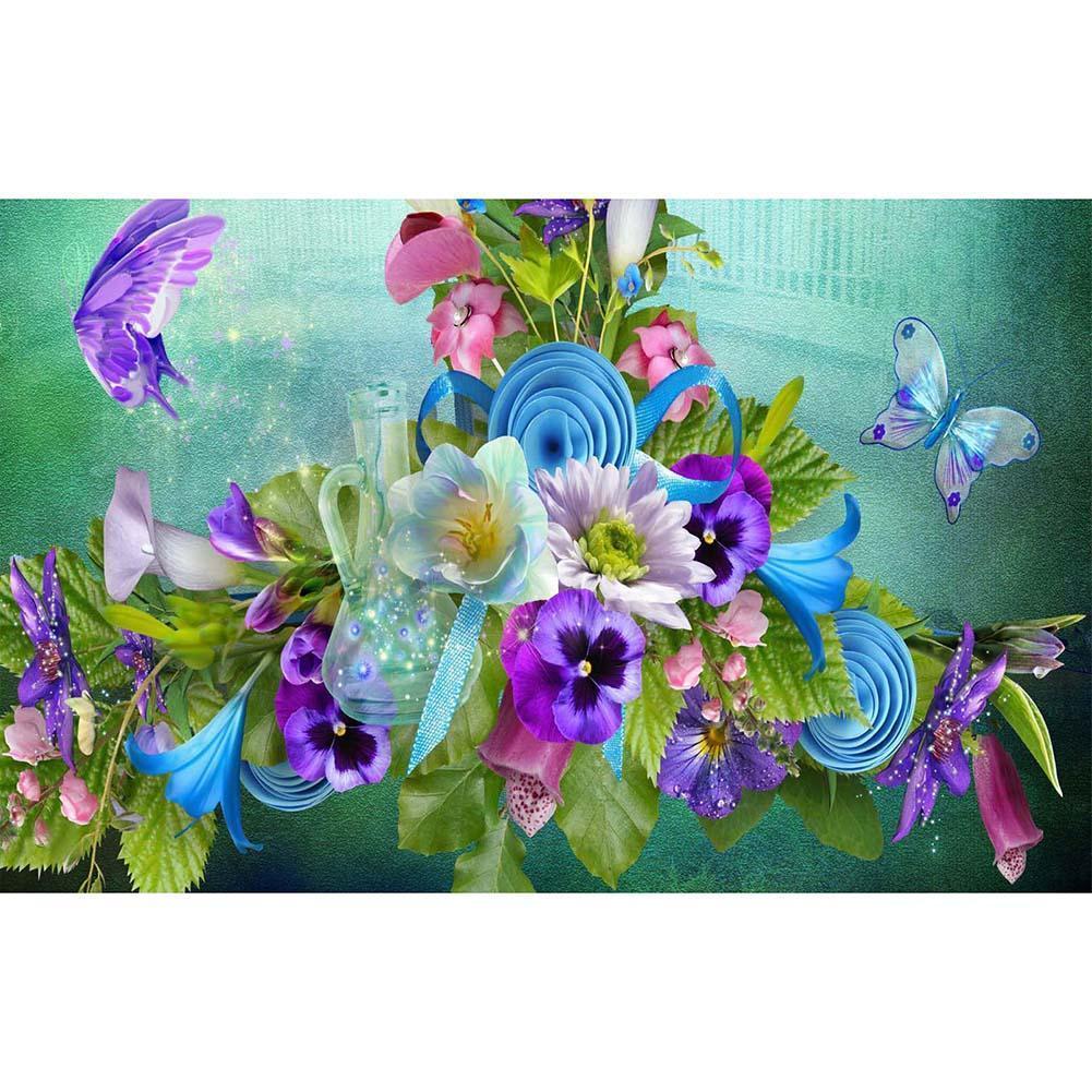 Fleurs de papillon - peinture complète de diamant - 40x30cm