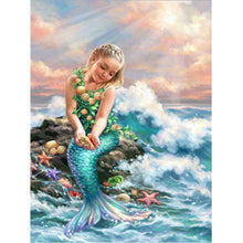 Charger l&#39;image dans la galerie, Fille de poisson de mer - diamant rond complet - 40x30cm
