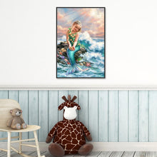 Charger l&#39;image dans la galerie, Fille de poisson de mer - diamant rond complet - 40x30cm
