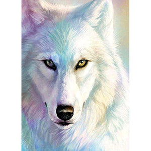 Loup animal - diamant rond complet - 30x40cm