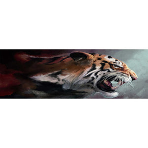 Tigre féroce - peinture ronde complète de diamant - 80x30cm