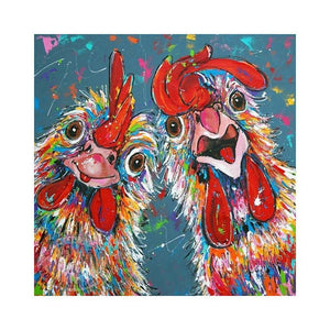 Poule de coq - peinture complète de diamant - 30x30cm