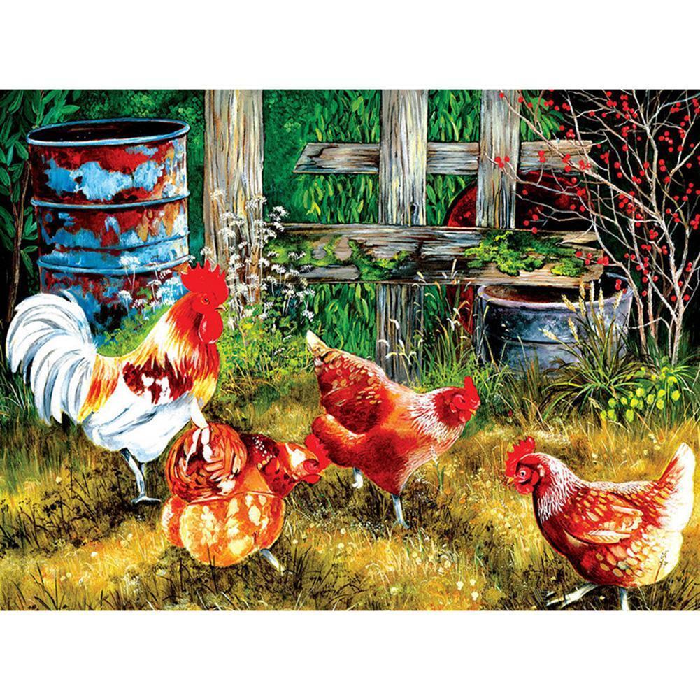 Poussin de campagne - peinture complète de diamant - 40x30cm