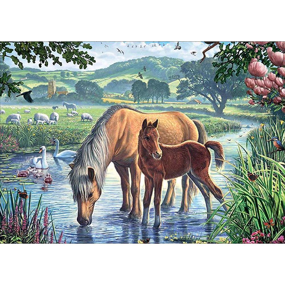 Cheval potable - peinture en diamant complet - 40x30cm