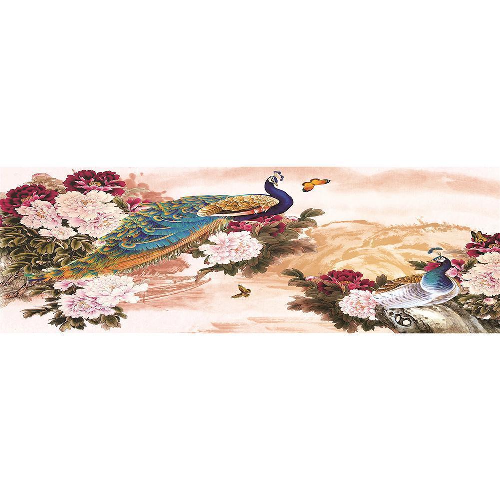 Fleur de peafowl - peinture complète de diamant - 80x30cm