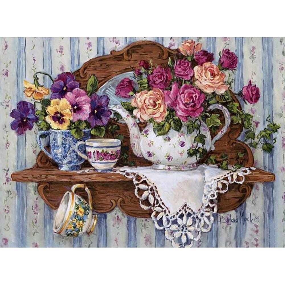 Fleur - diamant rond complet - 40x30cm