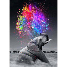 Charger l&#39;image dans la galerie, Éléphant de marche - diamant rond complet - 40x30cm
