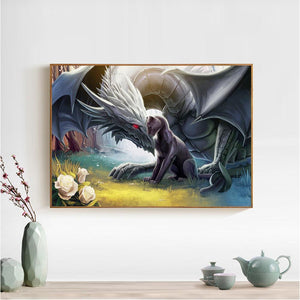 Dragon de guerre - peinture en diamant complet - 40x30cm