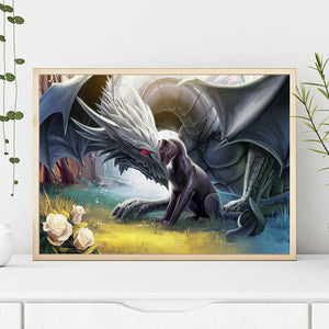 Dragon de guerre - peinture en diamant complet - 40x30cm