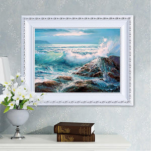 Large mer - peinture diamant pleine - 40x30cm