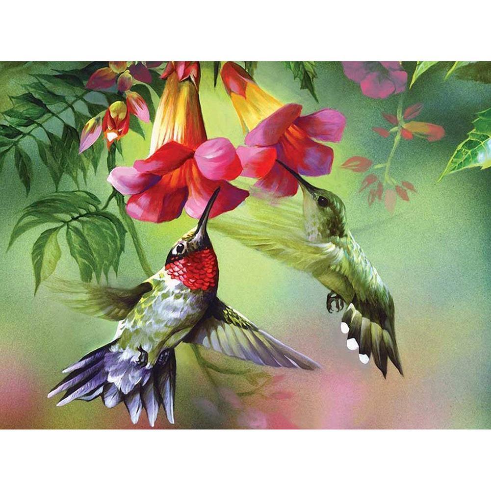 Oiseau de printemps - diamant rond complet - 40x30cm