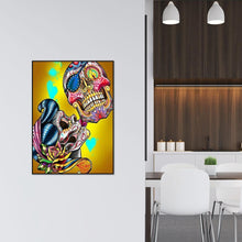 Charger l&#39;image dans la galerie, Crâne de fleurs - diamant rond complet - 30x40cm
