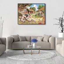 Charger l&#39;image dans la galerie, Ferme de village - diamant rond complet - 40x30cm
