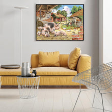Charger l&#39;image dans la galerie, Ferme de village - diamant rond complet - 40x30cm
