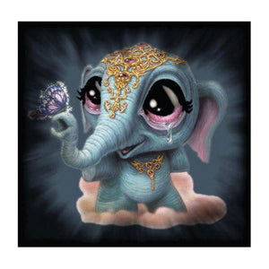 Éléphant - diamant rond complet - 30x30cm