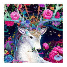 Charger l&#39;image dans la galerie, Cerf de fleurs - peinture en diamant complet - 30x30cm
