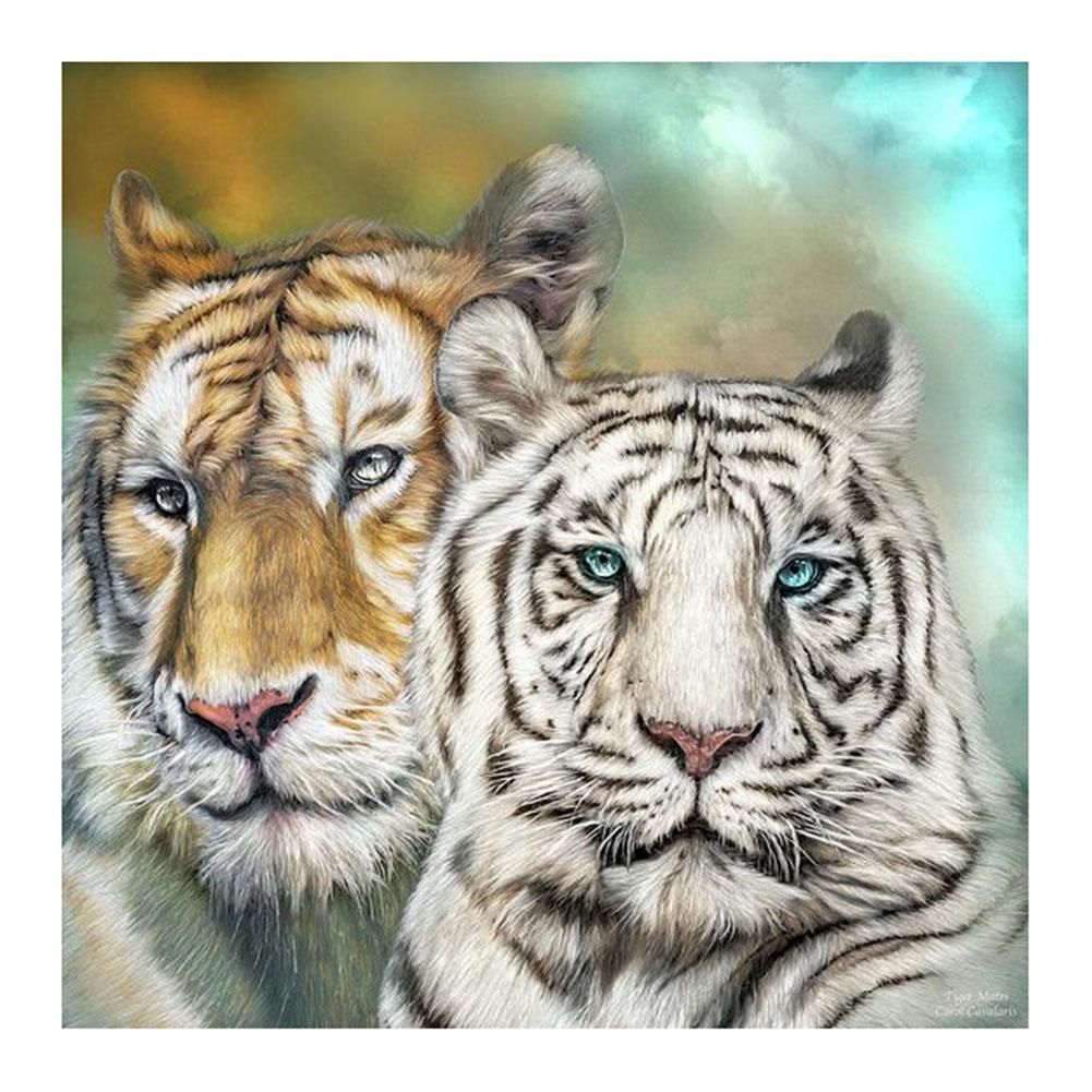 Double tigres - peinture en diamant complet - 30x30cm