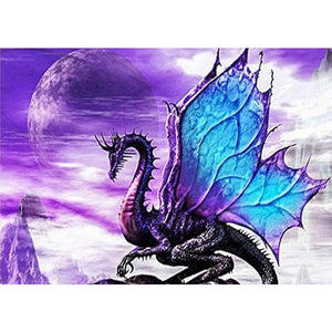 Dragon violet - diamant rond complet - 40x30cm