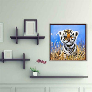 Petit tigre - peinture en diamant complet - 30x30cm