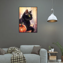 Charger l&#39;image dans la galerie, Chat noir - diamant rond complet - 30x40cm

