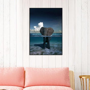 Éléphant - diamant rond complet - 30x40cm