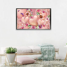 Charger l&#39;image dans la galerie, Coeur d’amour rose - diamant rond complet - 40x30cm
