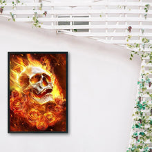 Charger l&#39;image dans la galerie, Crâne de feu - diamant rond complet - 30x40cm
