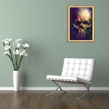 Charger l&#39;image dans la galerie, Crâne craintif - diamant rond complet - 30x40cm
