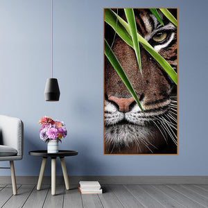 Tiger - peinture en diamant rond - 85x45cm