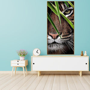 Tiger - peinture en diamant rond - 85x45cm