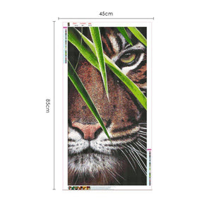 Tiger - peinture en diamant rond - 85x45cm