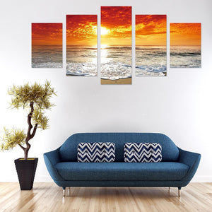 5pcs/set beach - peinture en diamant ronde - 95x45cm