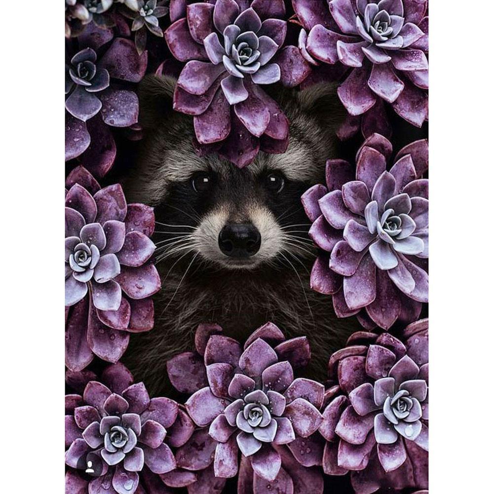 Fleur d’animal - diamant rond complet - 30x40cm