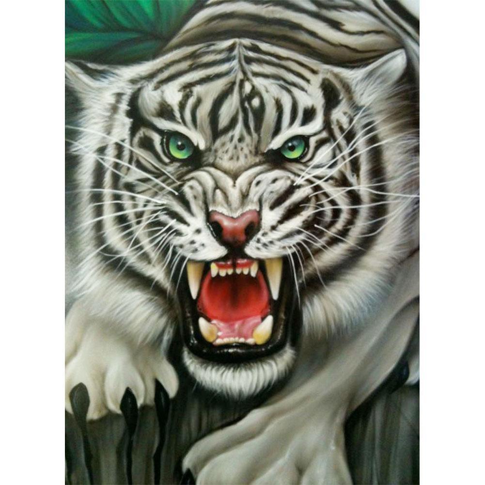 Tigre féroce - peinture complète de diamant - 30x40cm