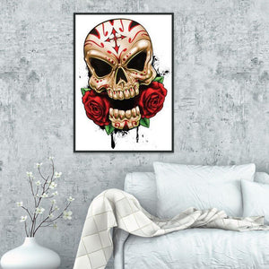 Crâne rose - peinture en diamant complet - 30x40cm