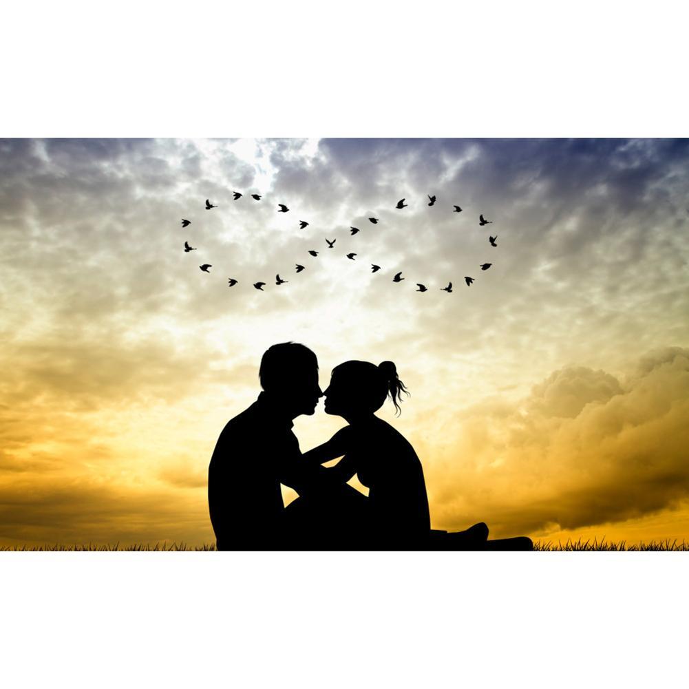 Amoureux romantiques - diamant rond complet - 40x30cm