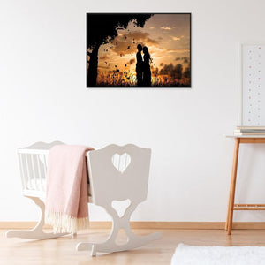 Amoureux romantiques - diamant rond complet - 40x30cm