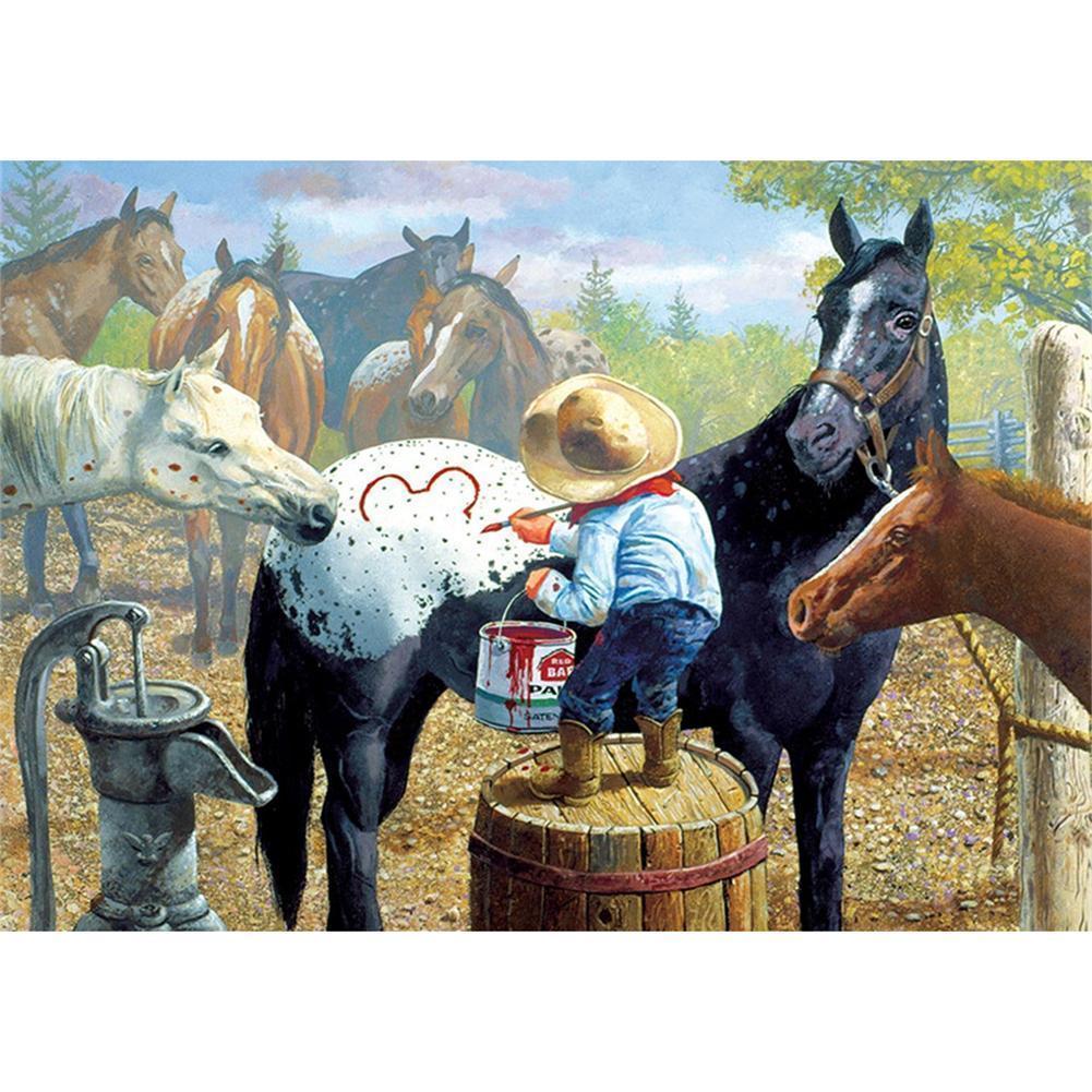 Cheval - diamant rond complet - 30x40cm