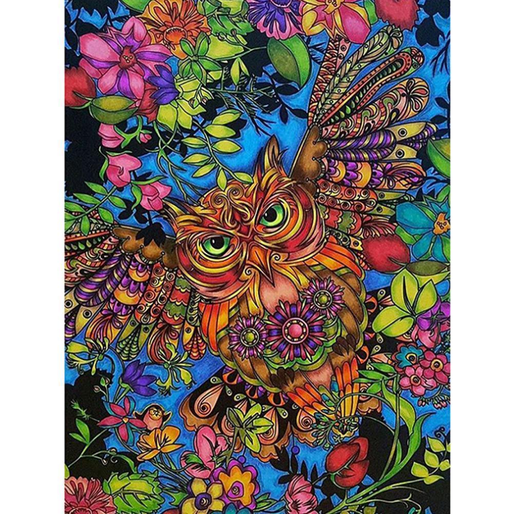 Oiseau coloré - diamant rond complet - 40x30cm