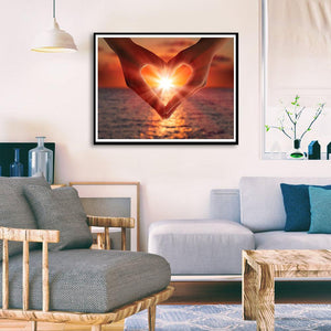 Mains d’amour - diamant rond complet - 40x30cm