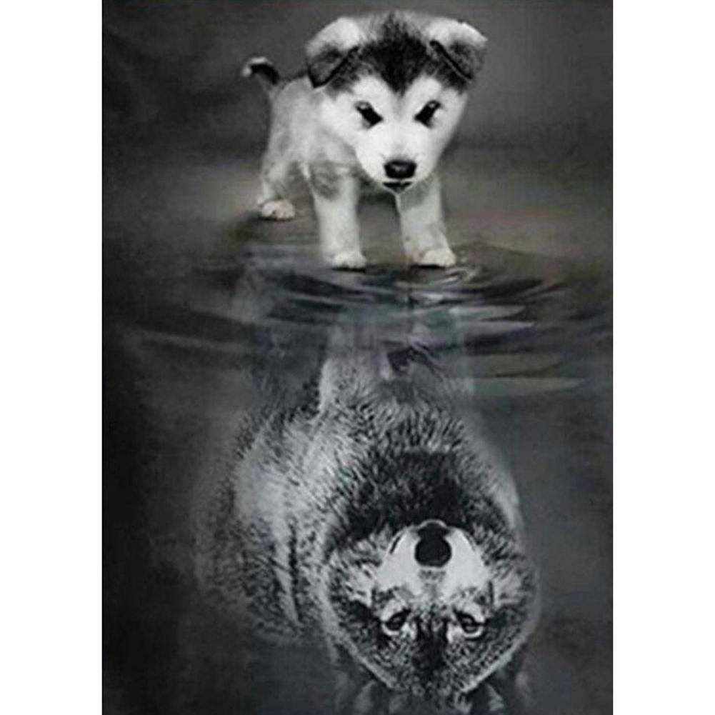 Chien - diamant rond complet - 30x40cm