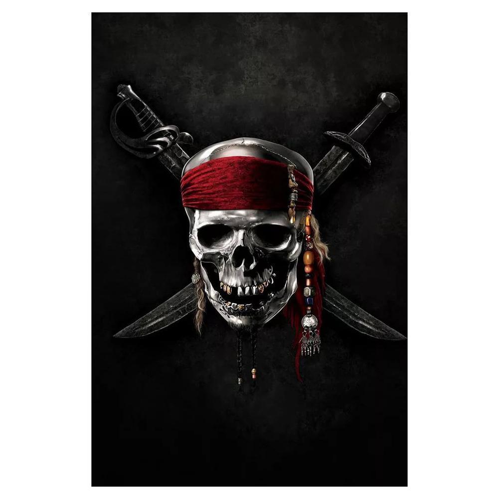 Crâne de nouveauté - diamant rond complet - 40x30cm