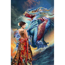 Charger l&#39;image dans la galerie, Dragon de beauté - diamant rond complet - 40x30cm
