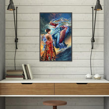 Charger l&#39;image dans la galerie, Dragon de beauté - diamant rond complet - 40x30cm
