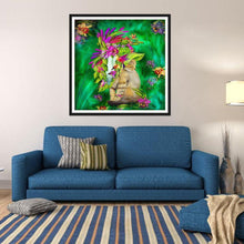 Charger l&#39;image dans la galerie, Fleurs chat - diamant rond complet - 30x30cm
